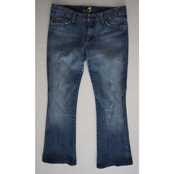 7 For All Mankind Women's Sz 28 Blue "A Pocket" Studded Bootcut Denim Jeans - Picture 1 of 8